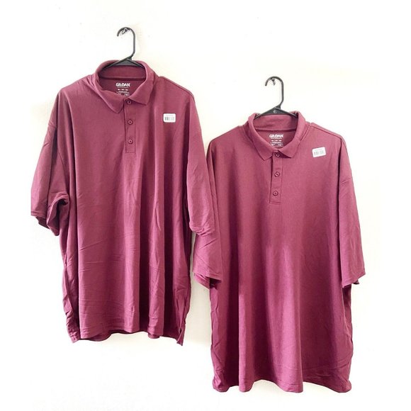Gildan Other - Lot of 2 Gildan Unisex Women Men Short Sleeve Tagless Polo Shirt, Red Violet, 3X